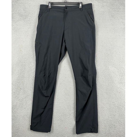 Columbia Mens Cargo Pants 38 Black Flat Front Stretch Hiking Outdoor Pockets